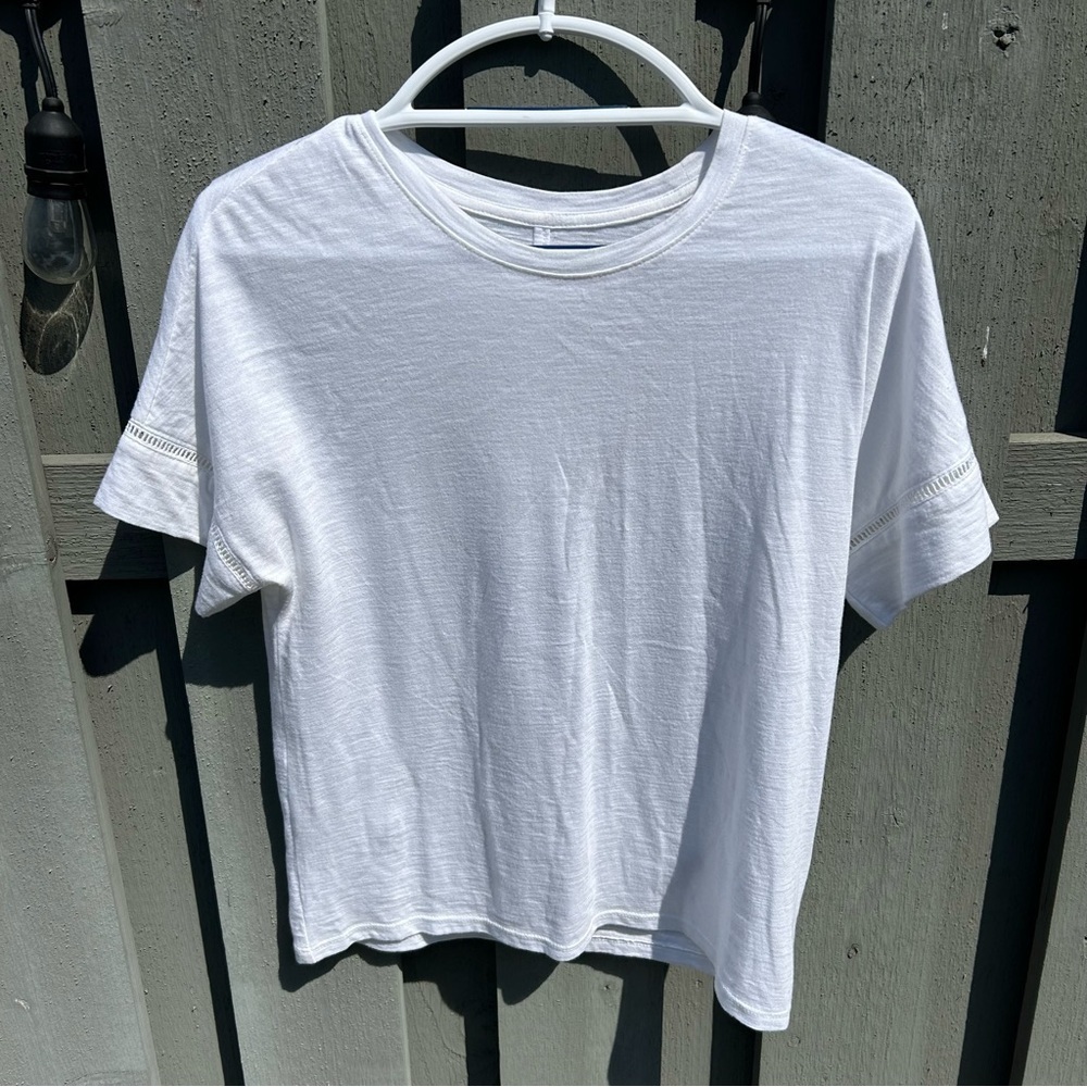 Malibu Tee by Banana Republic White Tee with Eyelet Design on Short Sleeves